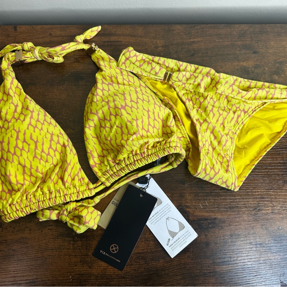 NWT Vix Mamba snake yellow Bia Tube Bikini Set Top D bottoms XS - Picture 2 of 9